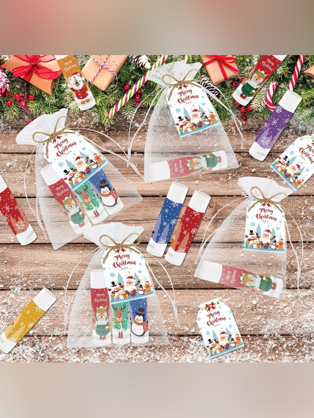 BUY NOW BUNDLE of 2 Holiday Lip Balms with Organza Bag and Gift Tag - Picture 3 of 3